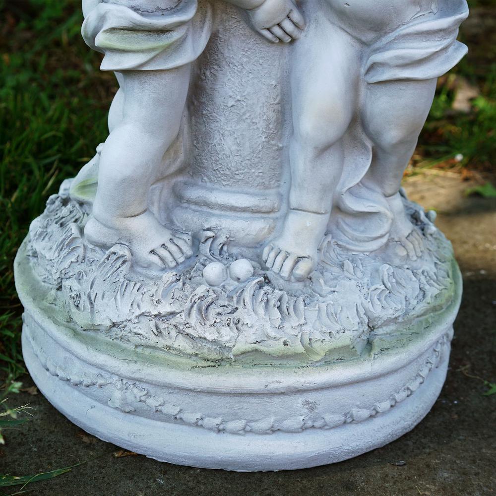 19.5" Cherub Angels Pedestal Bird Bath Outdoor Garden Statue. Picture 5