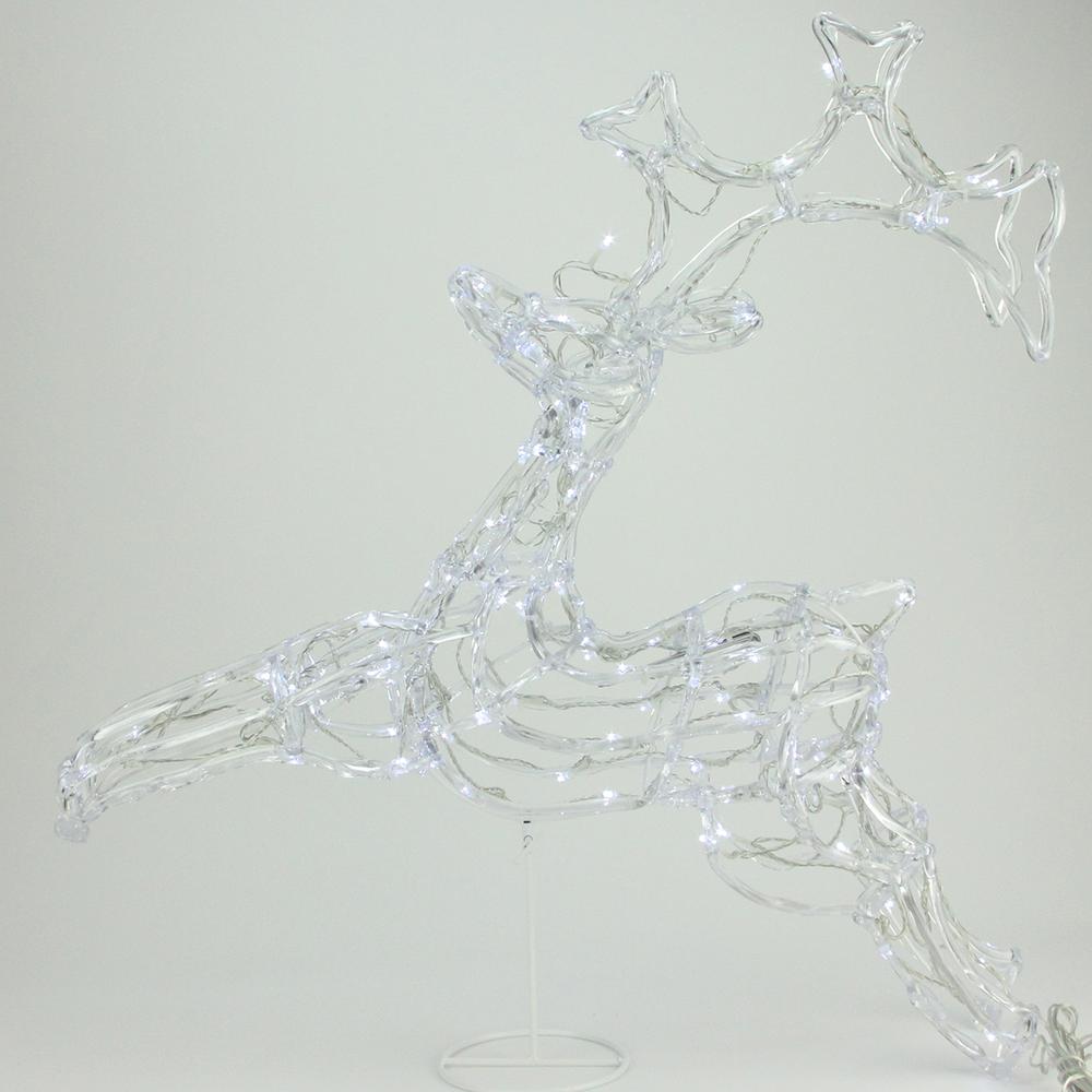 33" LED Lighted Running Reindeer Spun Glass Christmas Outdoor Decoration - Polar White Lights. The main picture.