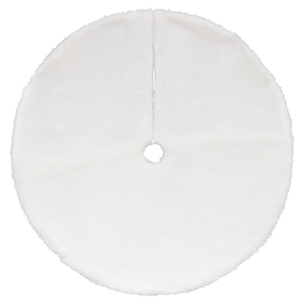 48" White Plush Solid Round Christmas Tree Skirt. The main picture.