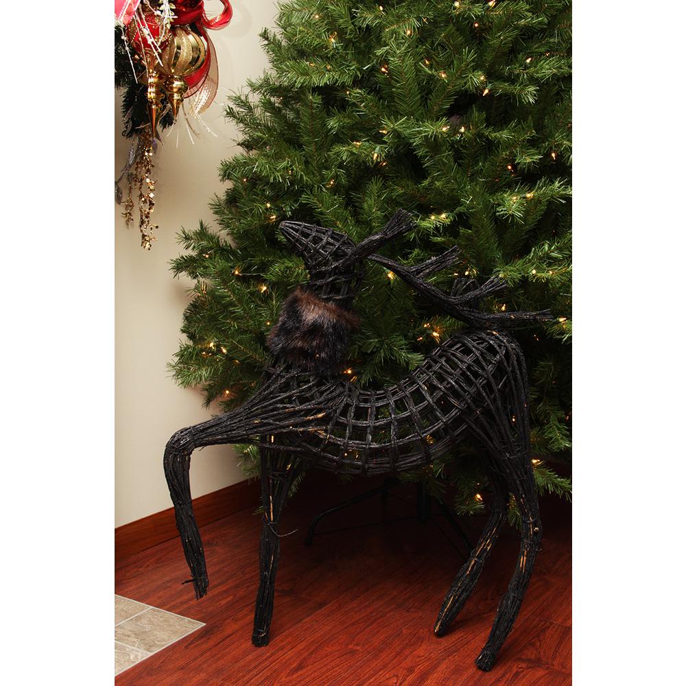 3' Black Glittery Commercial Size Walking Reindeer Christmas Figurine. Picture 2