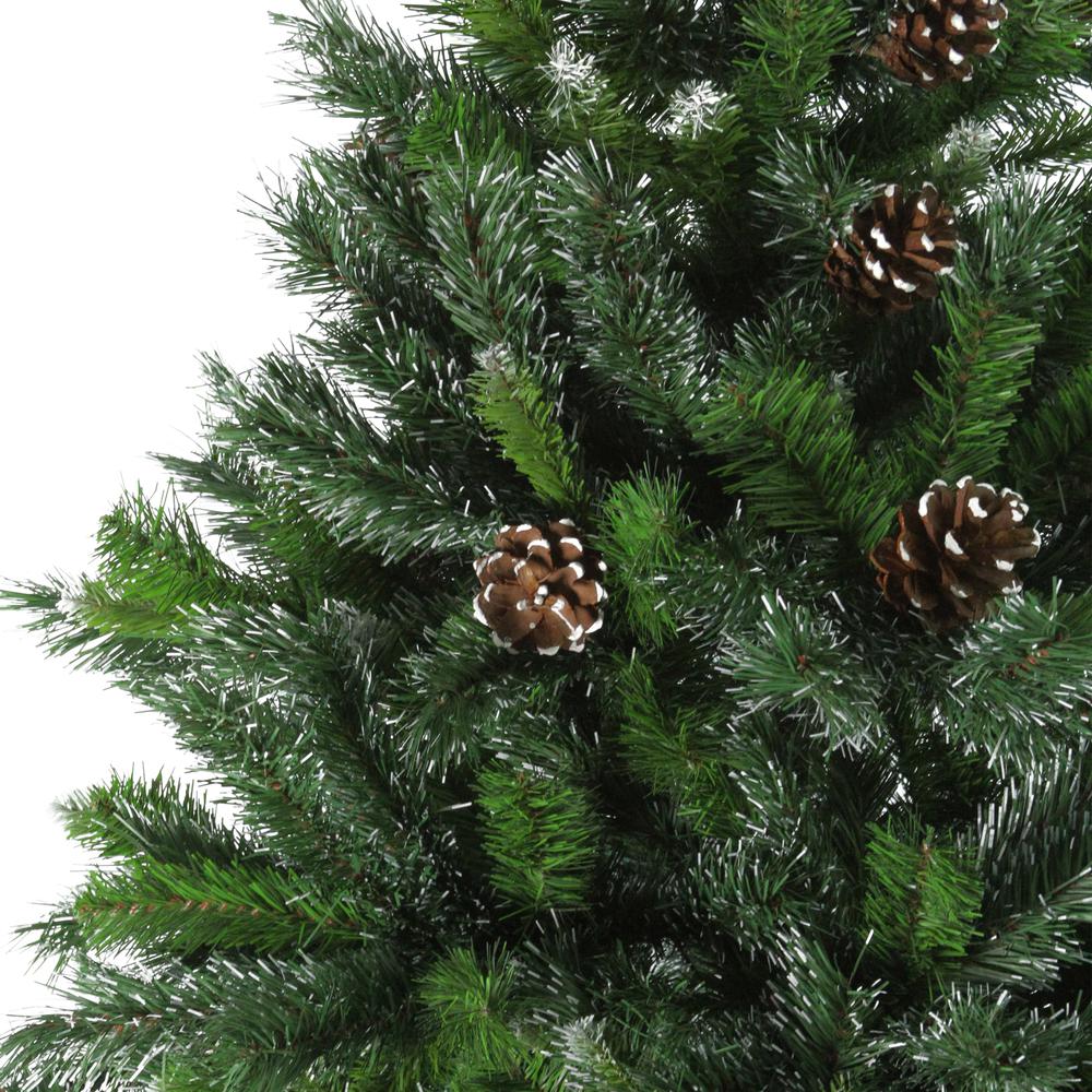 7' Full Snowy Delta Pine with Cones Artificial Christmas Tree  Unlit. Picture 3