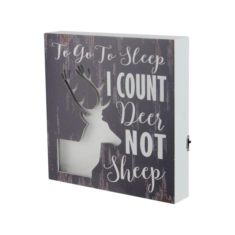 8"x8" LED Lighted Fiber Optic Deer â€œTo Go to Sleep I Count Deer Not Sheep" Wall Art Decoration. Picture 3