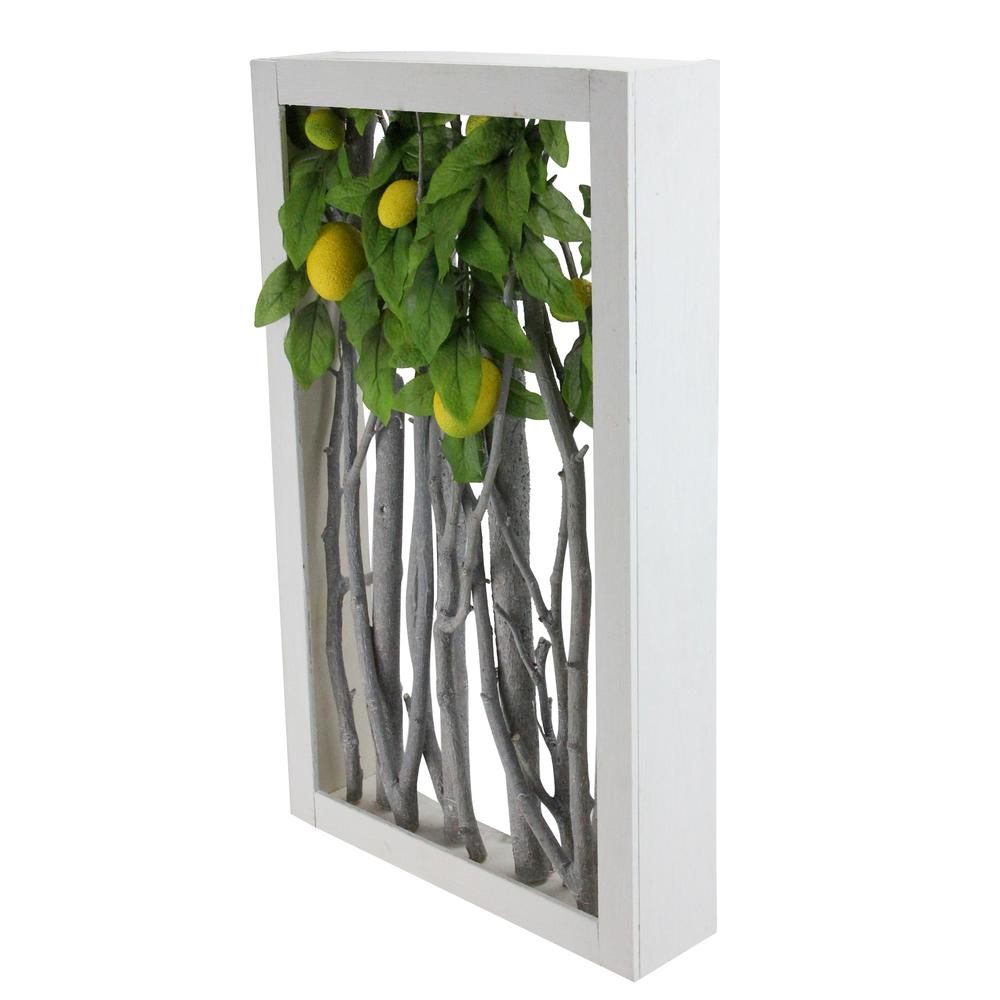 18.5" White Birch Branch Lemon Tree Rustic Wooden Frame Decoration. Picture 2