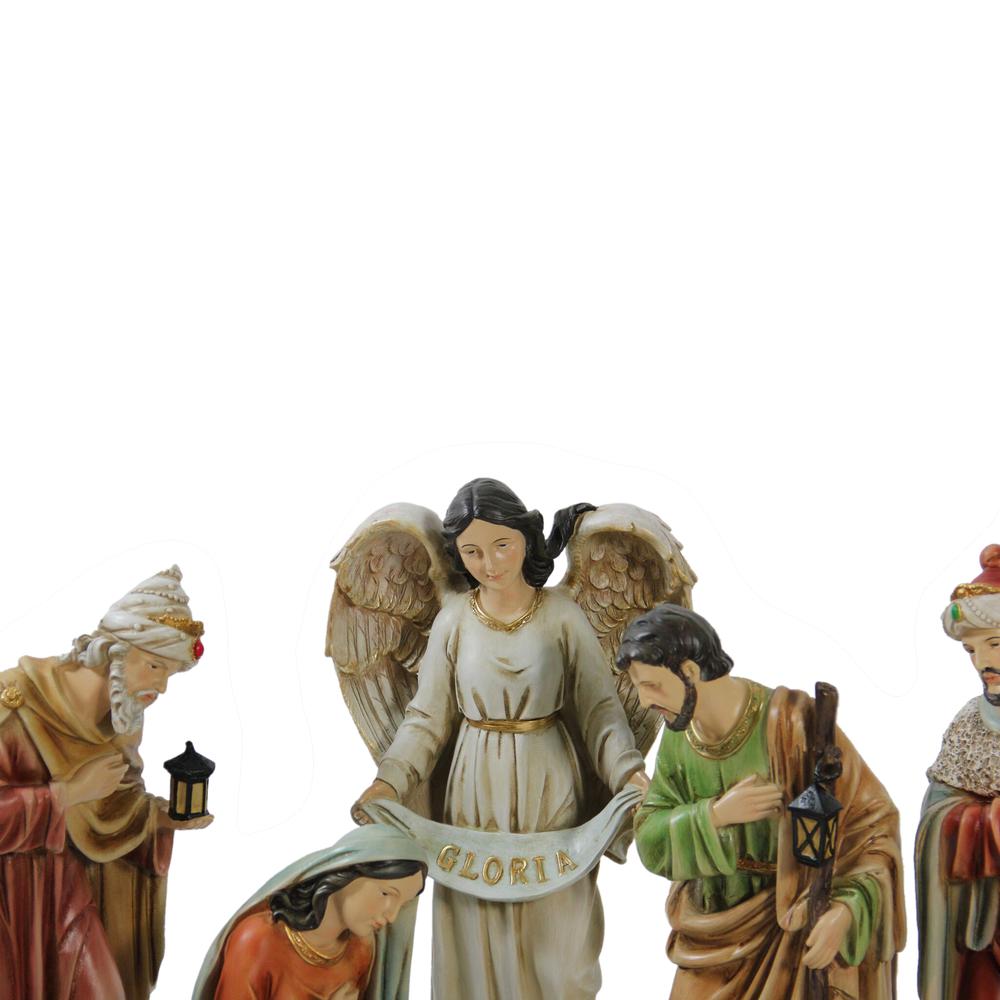 11pc Vibrantly Colored Traditional Religious Christmas Nativity Figurine Set 15.5". Picture 2