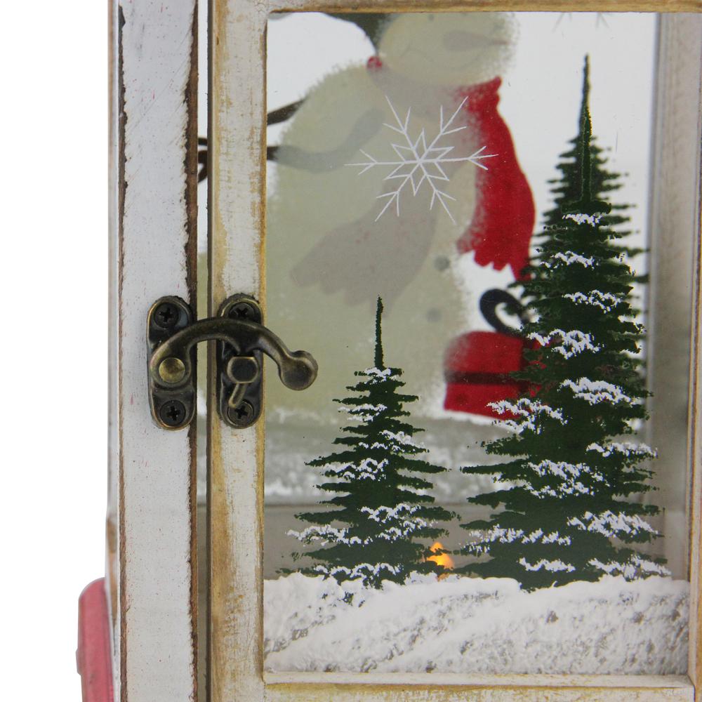 14.5" Red and White Snowman Christmas Candle Lantern. Picture 3