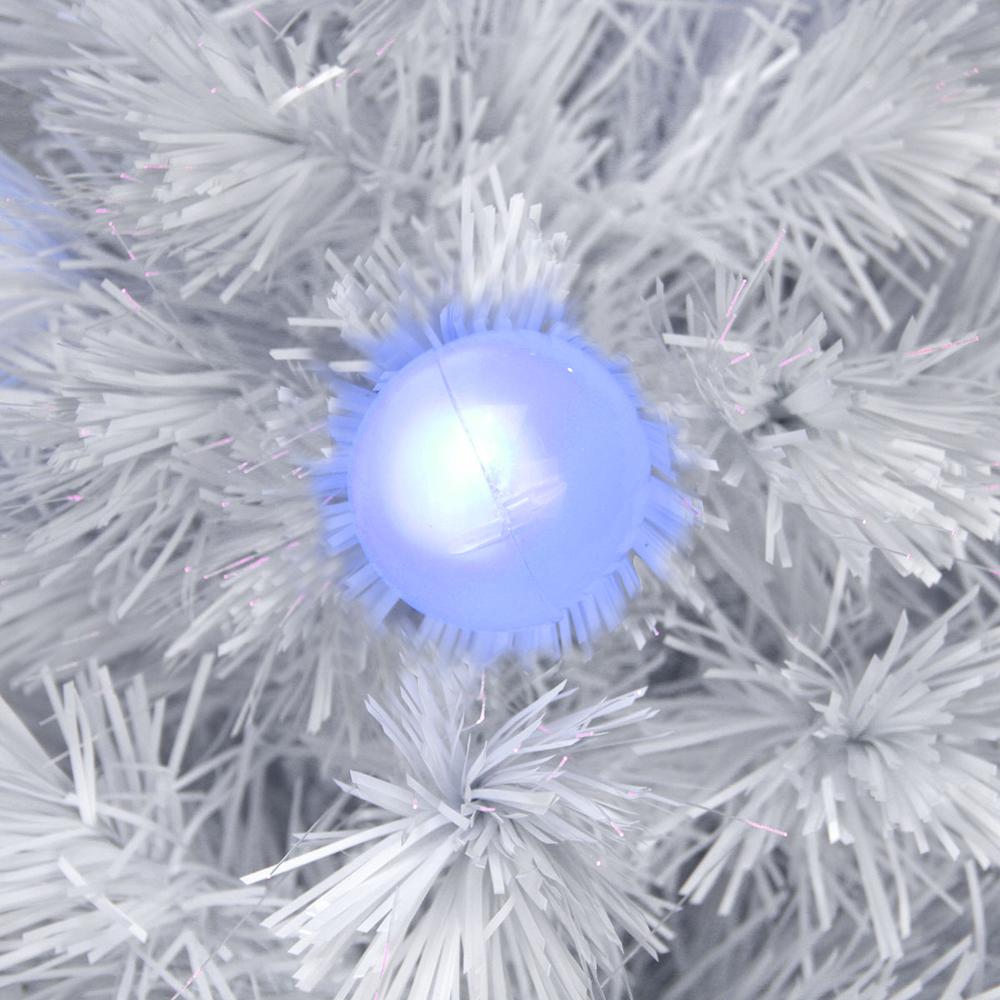 4' Pre-Lit Medium White Iridescent Fiber Optic Artificial Christmas Tree - Blue LED Lights. Picture 3