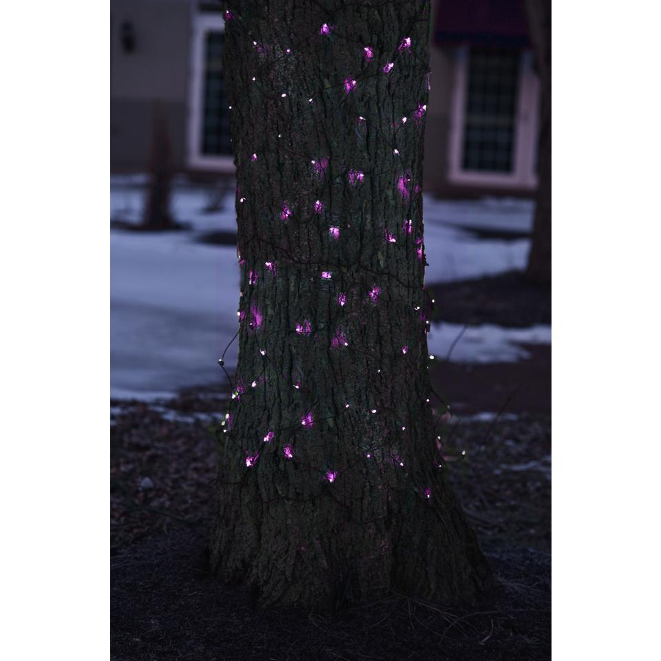 2' x 8' Purple Mini Tree Trunk Wrap Christmas Net Lights - Brown Wire. Picture 3