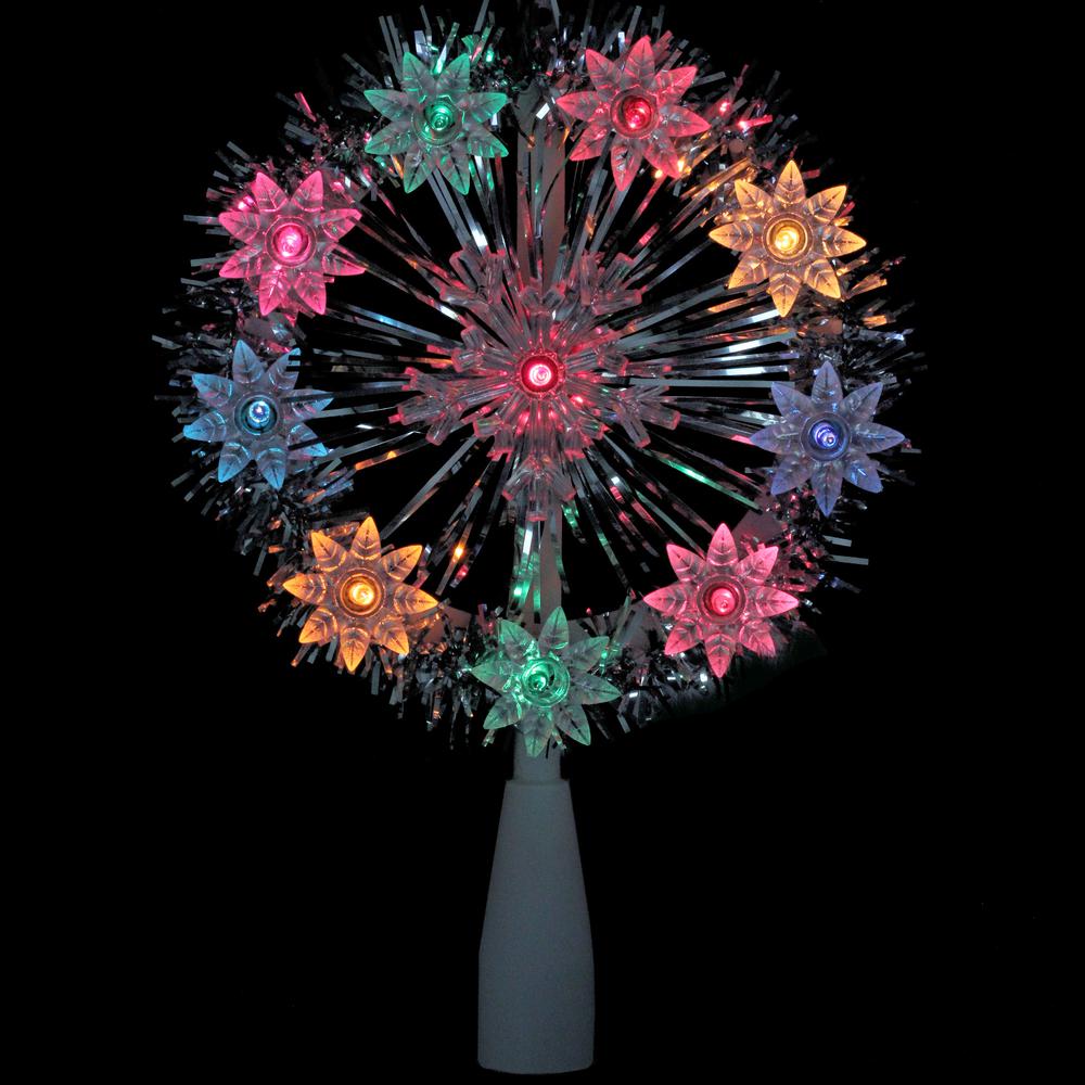7" Pre-Lit Silver Snowflake Starburst Christmas Tree Topper - Clear Lights. Picture 2