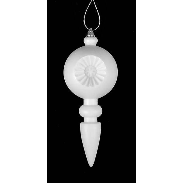 4ct White Retro Reflector Shatterproof Matte Christmas Finial Ornaments 7.5". Picture 2