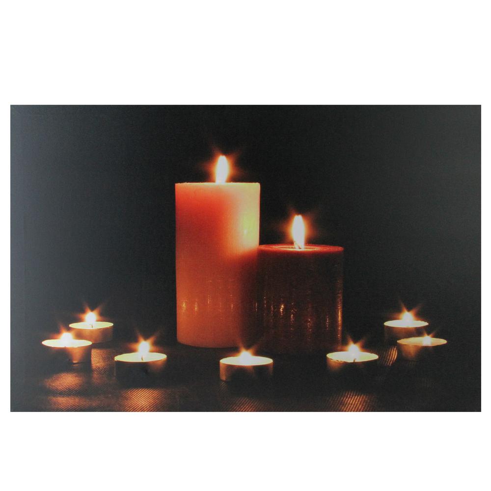 LED Lighted Flickering Pillar and Tea Light Candles Canvas Wall Art 23.5" x 15.5". Picture 1