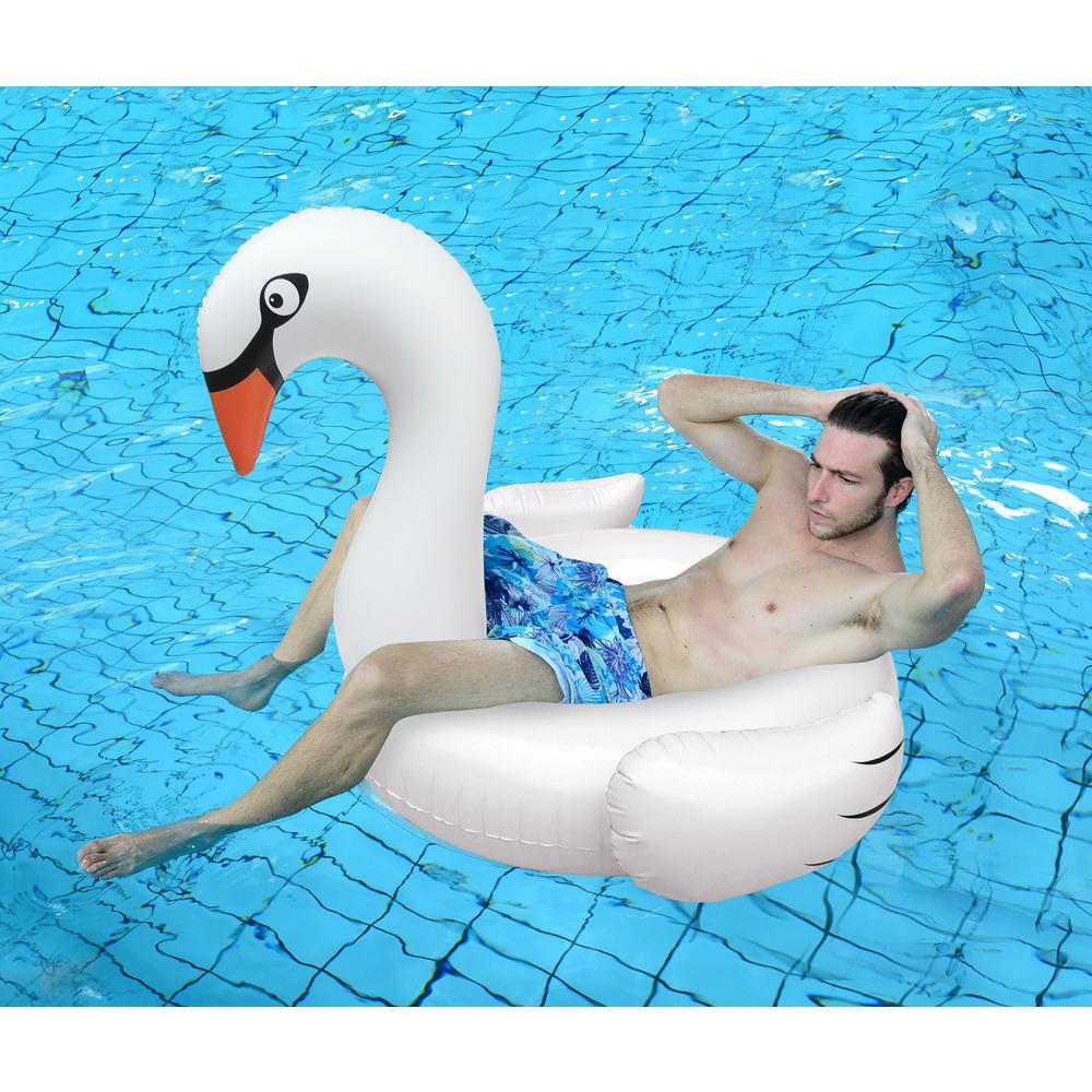 53.5" Inflatable White Swan Swimming Pool Ring Float. Picture 2