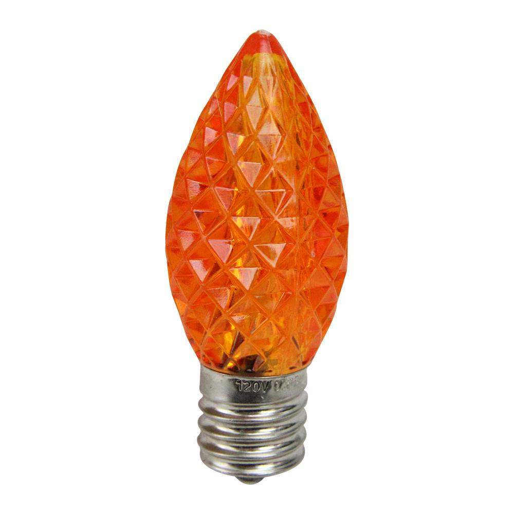 Pack of 25 Faceted LED Orange C9 Christmas Replacement Bulbs. Picture 1