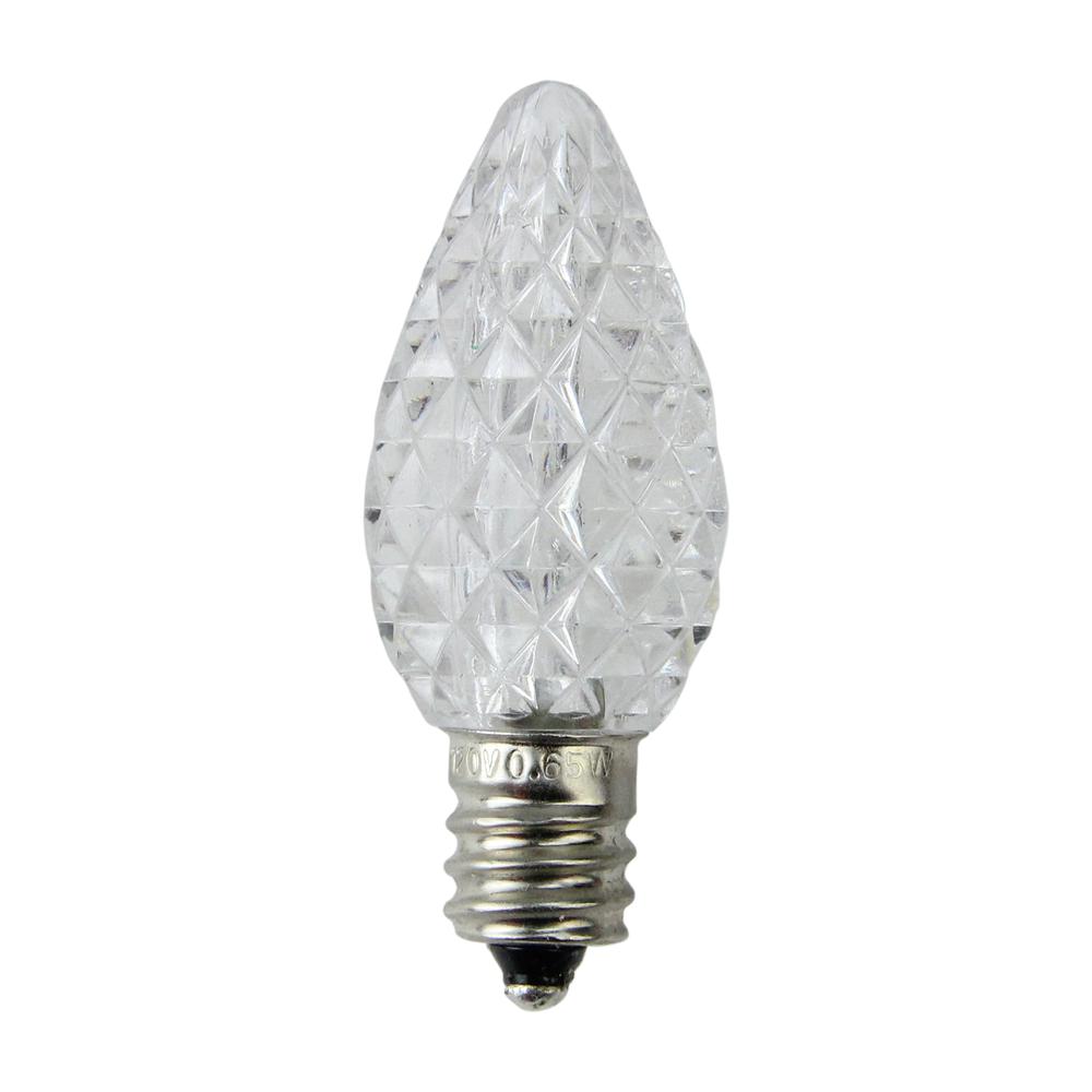 Pack of 25 Faceted LED C7 Pure White Christmas Replacement Bulbs. The main picture.