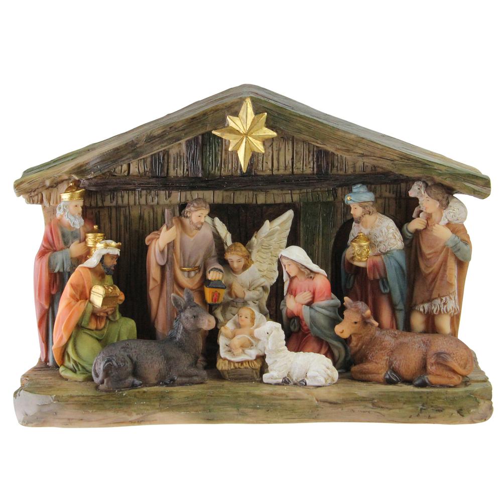 9.5" Nativity Christmas Scene With Color Changing LED Lights. Picture 1