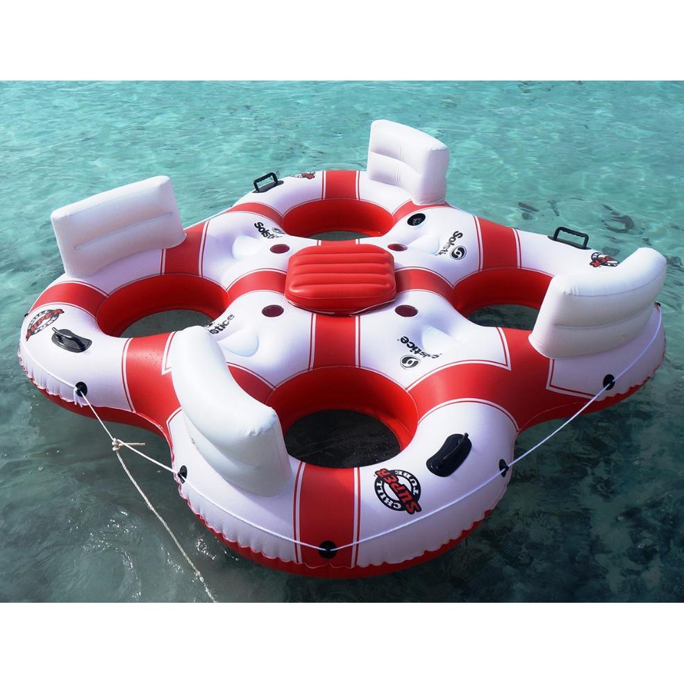 78-Inch White and Red Solstice Super Chill Quarto Swimming Pool Float. Picture 2