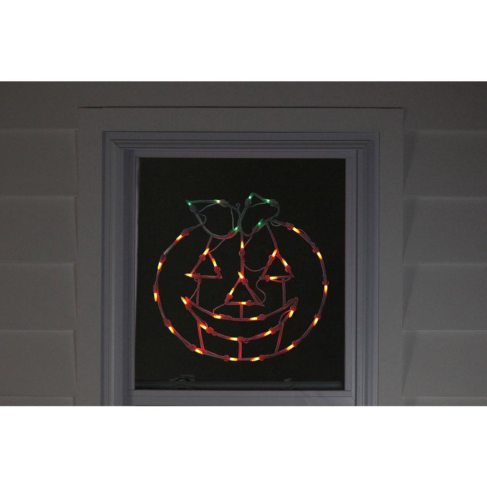 14" Lighted Jack-O-Lantern Halloween Double Sided Window Silhouette Decoration. Picture 4
