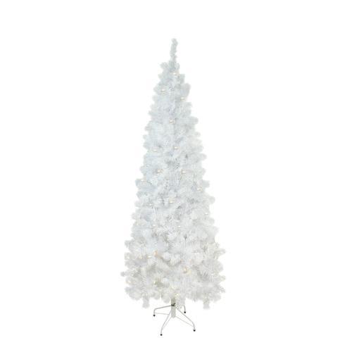6.5' Pre-Lit Pencil White Winston Pine Artificial Christmas Tree - Clear Lights. Picture 1