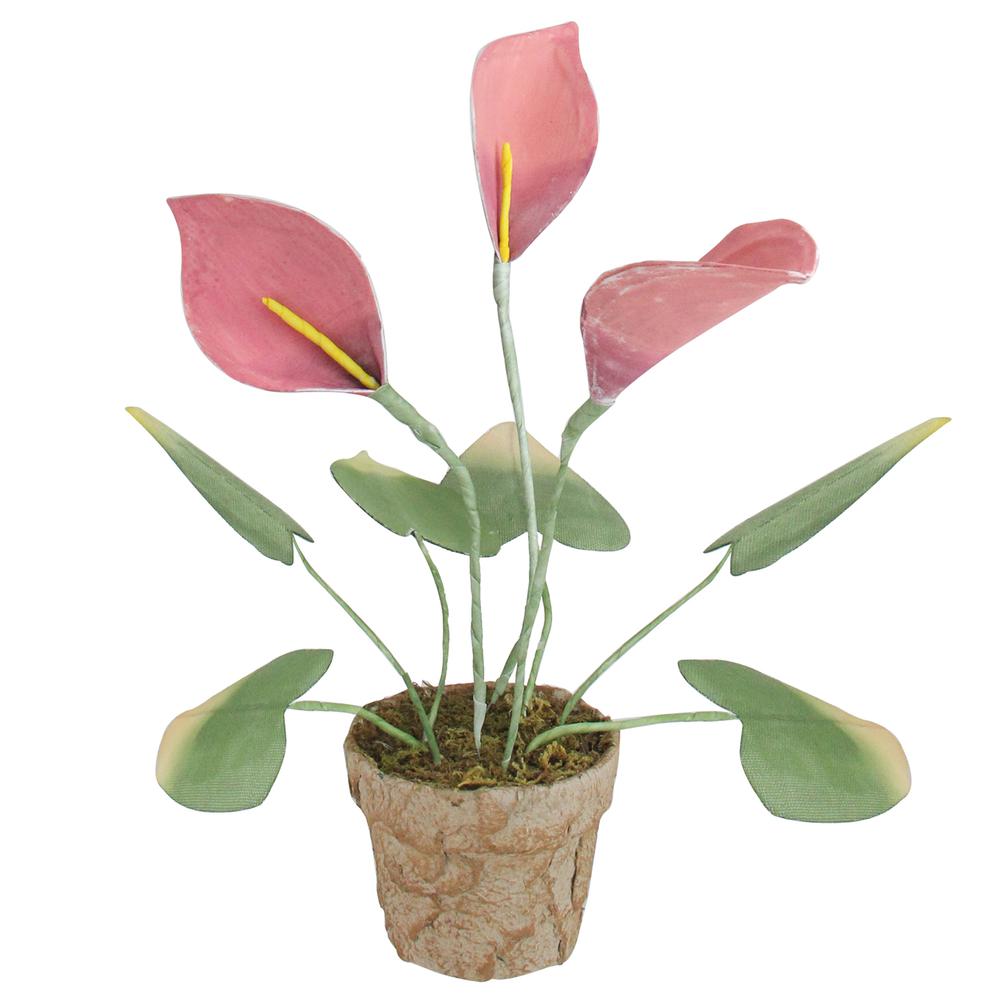 19" Pink and Green Decorative Calla Lily Artificial Christmas Plants. Picture 1