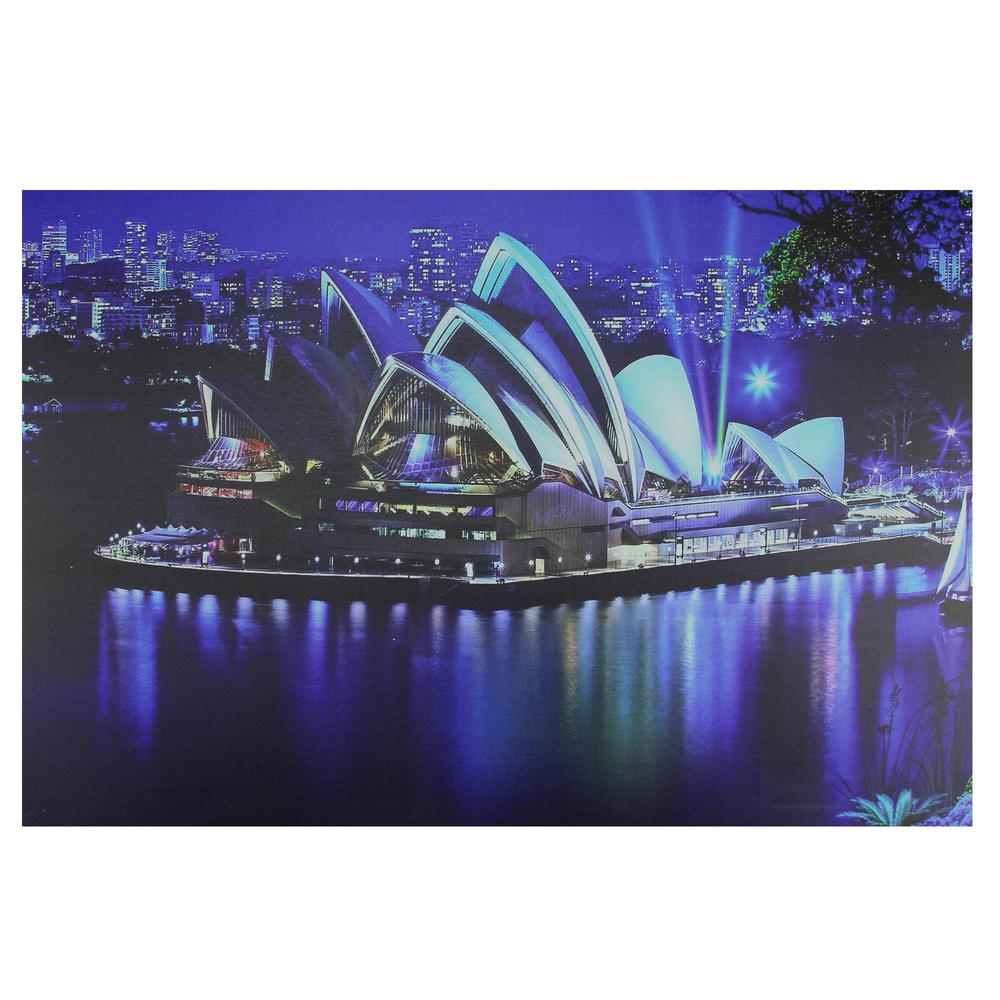 LED Lighted Famous Sydney Opera House Australia Canvas Wall Art 15.75" x 23.5". Picture 1