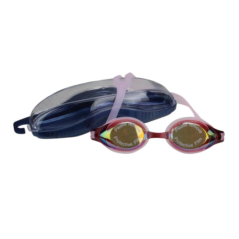 7" Pink Mirrored Competition Swimming Goggles. Picture 3