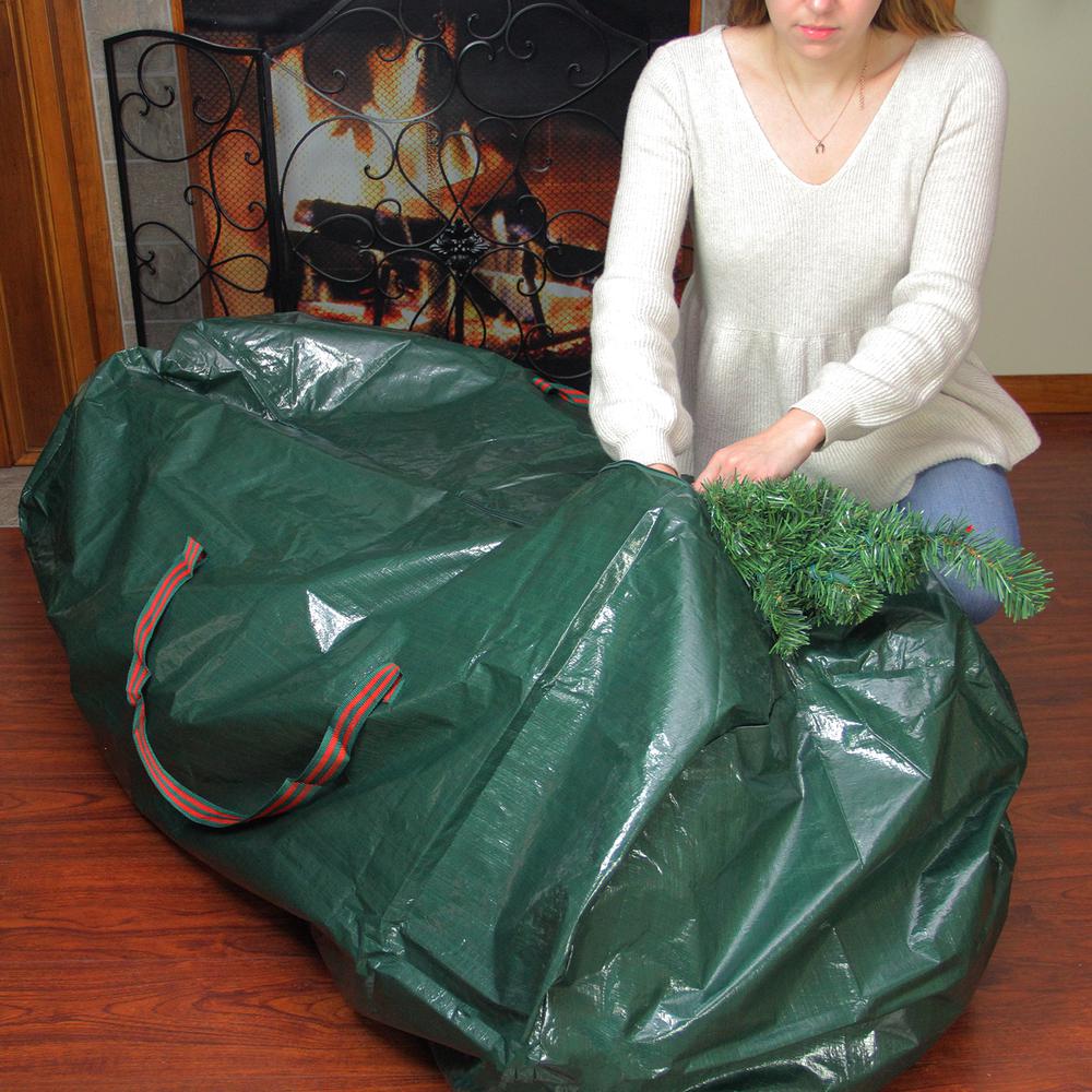 56" Green and Red Artificial Christmas Tree Storage Bag. Picture 3