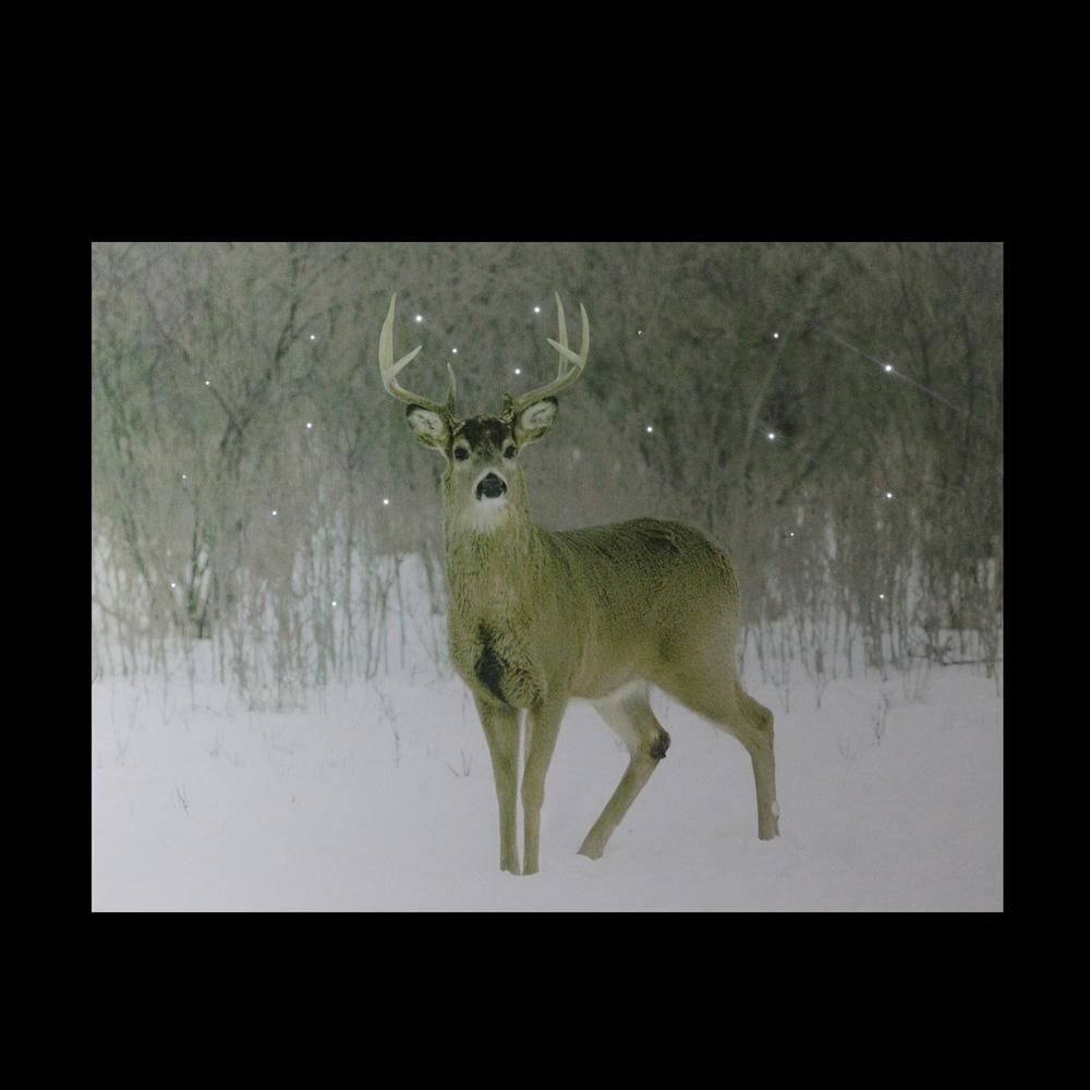 Fiber Optic Lighted Majestic Buck Canvas Wall Art 12" x 15.75". Picture 3