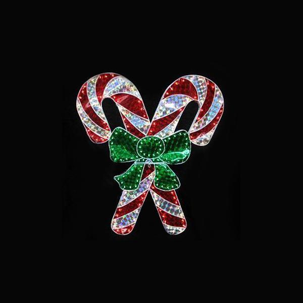 48" Lighted Red and White Candy Cane Outdoor Christmas Window Silhouette Decoration. Picture 2