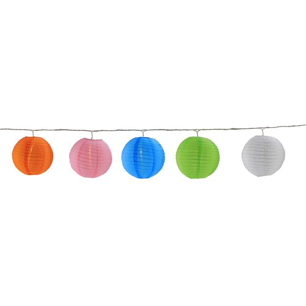 10-Count Colorful Summer Paper Lantern Lights  Clear Bulbs. Picture 1