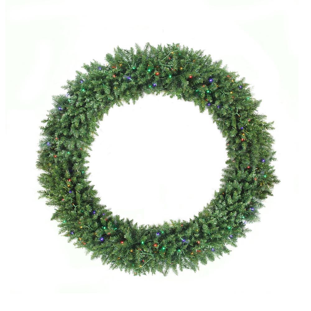 Buffalo Fir Commercial Christmas Wreath - 72-Inch Multicolor LED Lights. Picture 1