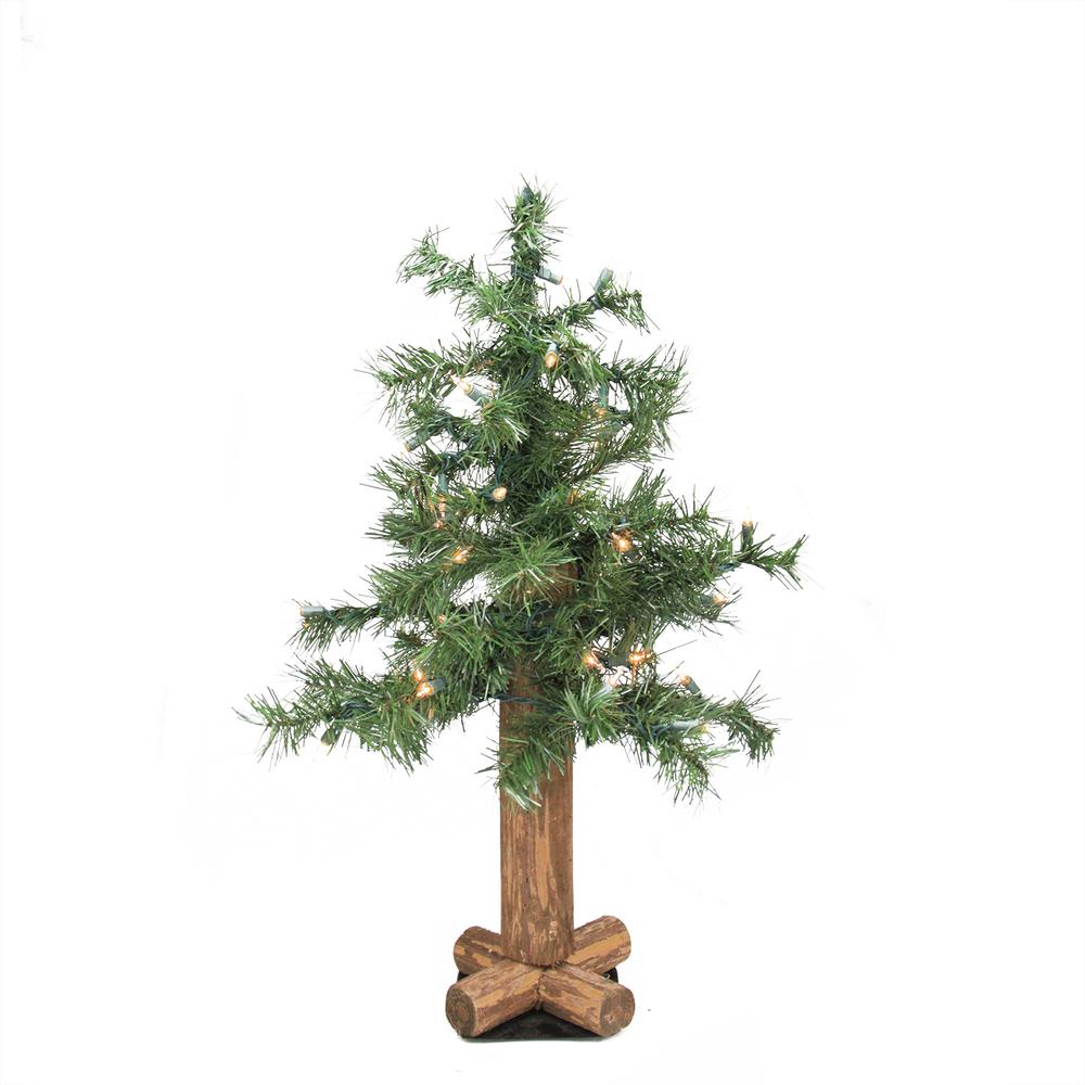 2' Pre-Lit Medium Woodland Alpine Artificial Christmas Tree - Clear Lights. Picture 1