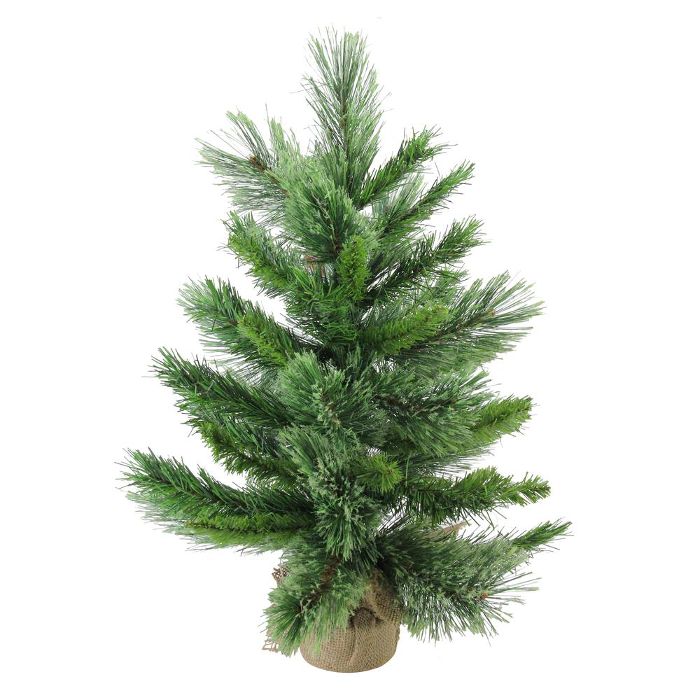 24" Mixed Cashmere Pine Medium Artificial Christmas Tree in Burlap Base - Unlit. Picture 1
