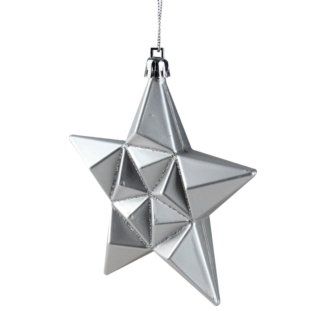 12ct Silver Splendor Shatterproof Star Christmas Ornaments 5". Picture 2