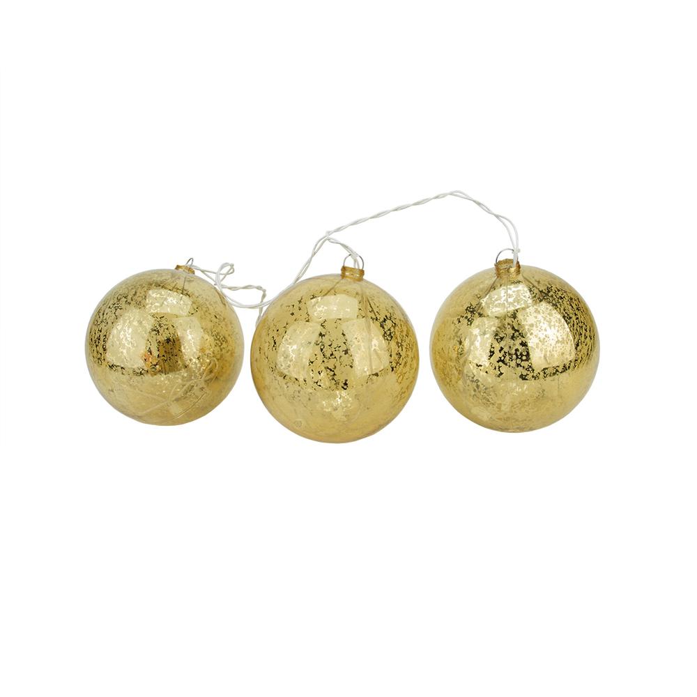 20-Count Gold Ball Ornaments Mini Christmas Light Set  1.5ft White Wire. The main picture.