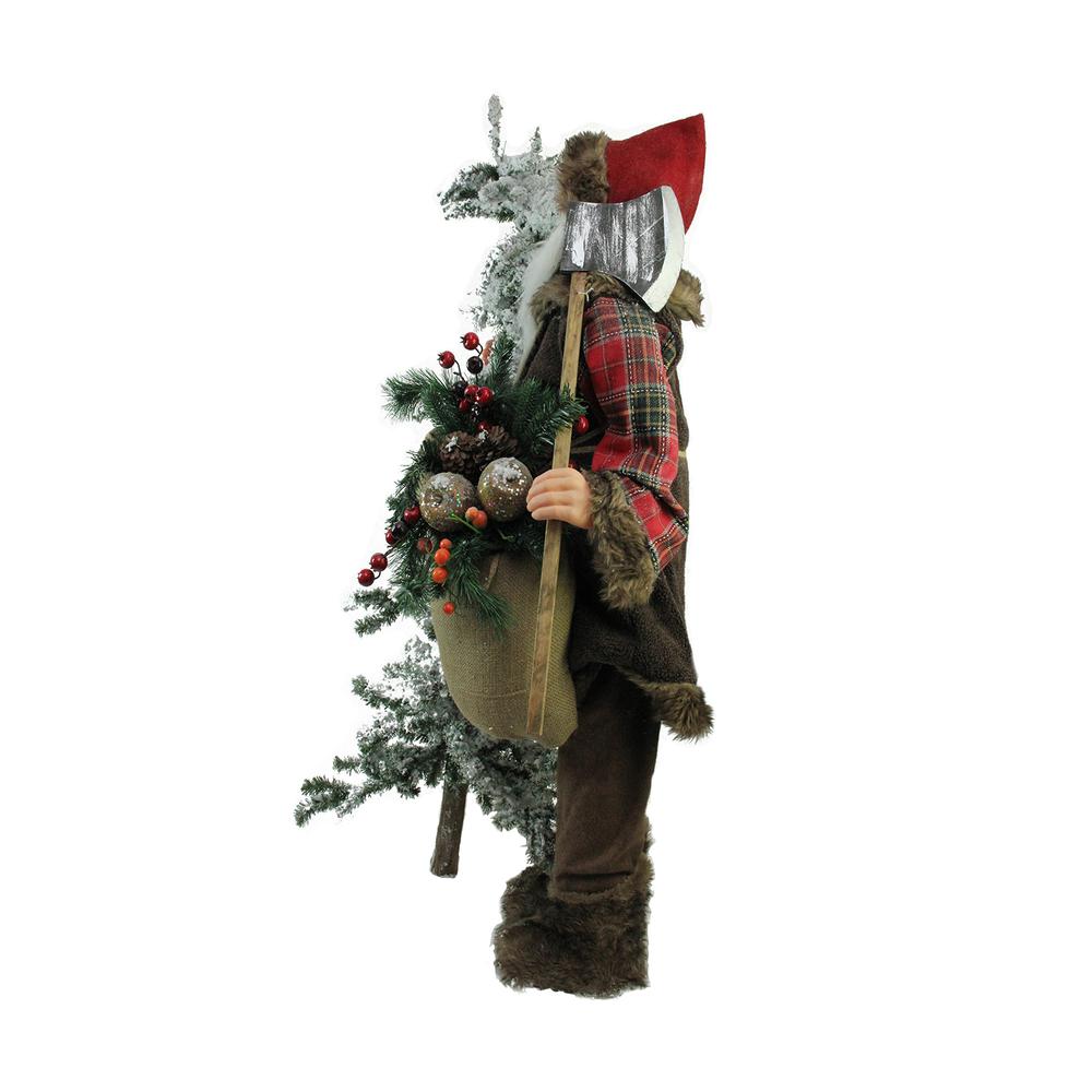 48" Standing Woodland Santa Claus with Artificial Flocked Alpine Tree Christmas Figure. Picture 2