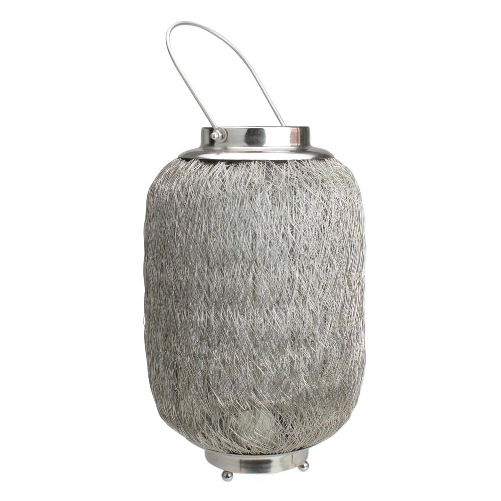 23" Beach Day Contemporary Chic Large Wire Woven Hurricane Pillar Candle Holder. Picture 2