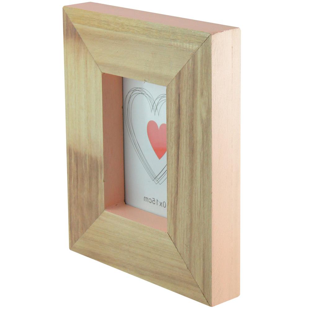 10" Brown and Pink Rectangular Wood Picture Frame. Picture 3