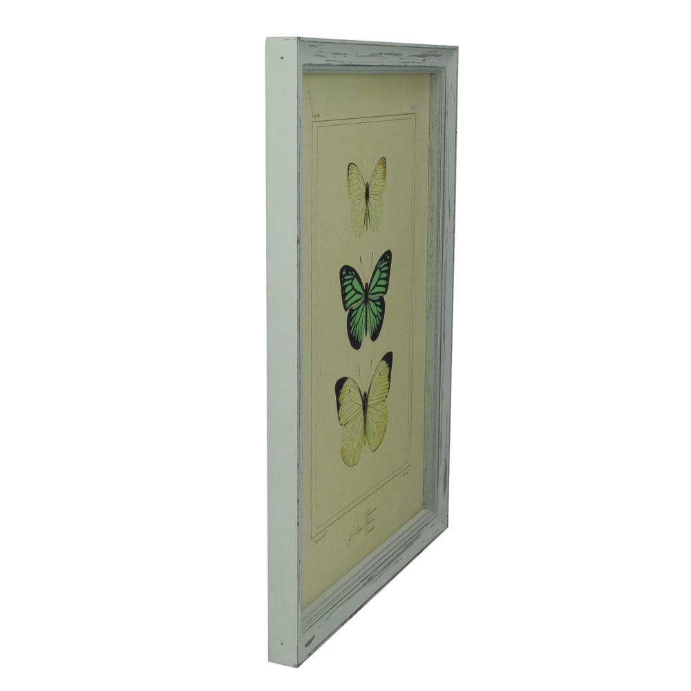 Yellow and Green Butterfly Print Rectangular Wall Art 15.75" x 12". Picture 2