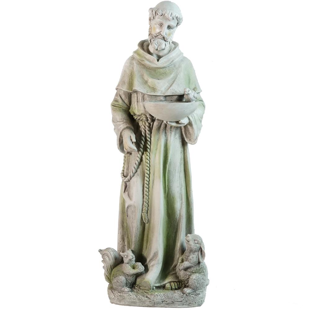 23" Religious St. Francis of Assisi Bird Feeder Outdoor Garden Statue. Picture 1
