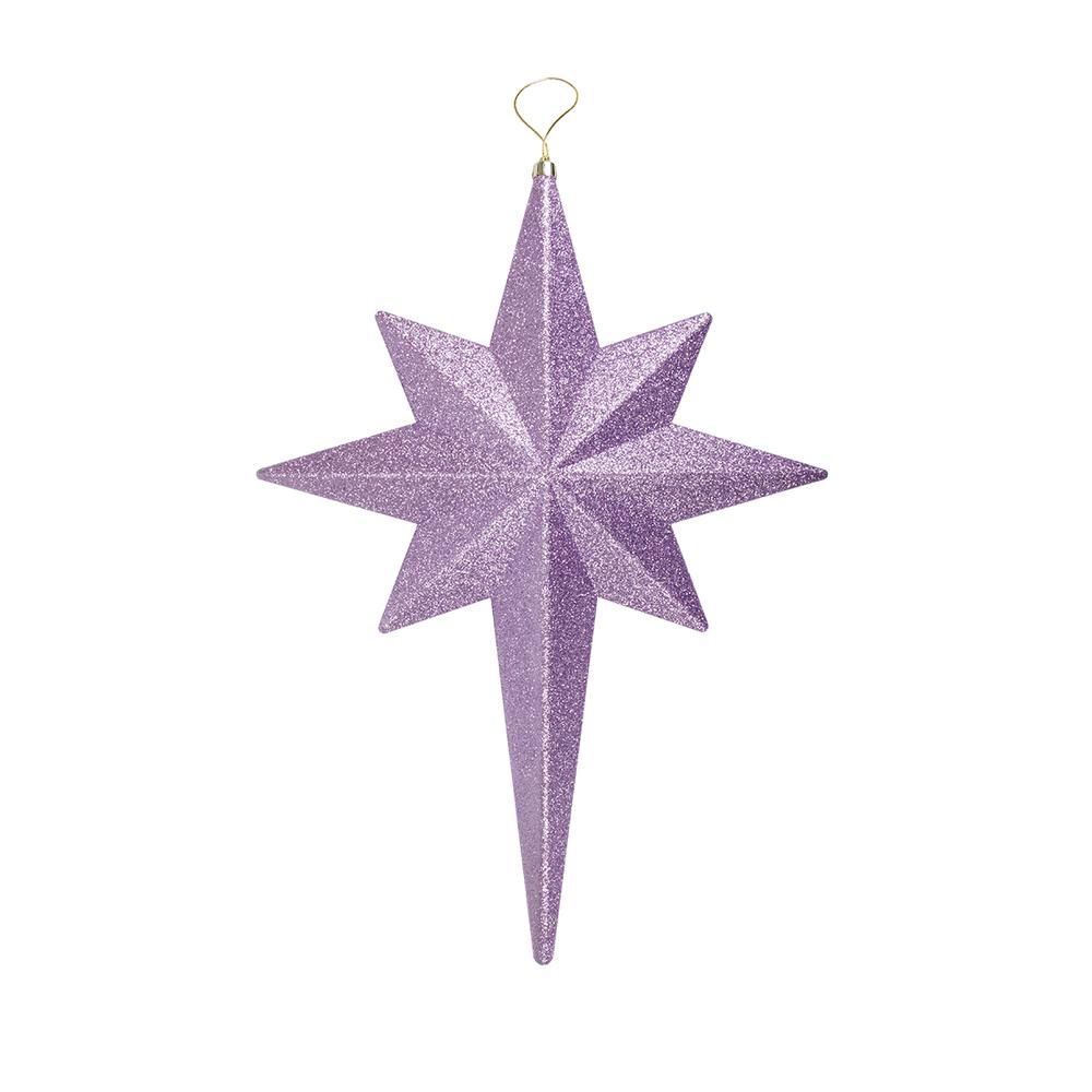 20" Purple and Gold Glittered Bethlehem Star Shatterproof Christmas Ornament. Picture 1