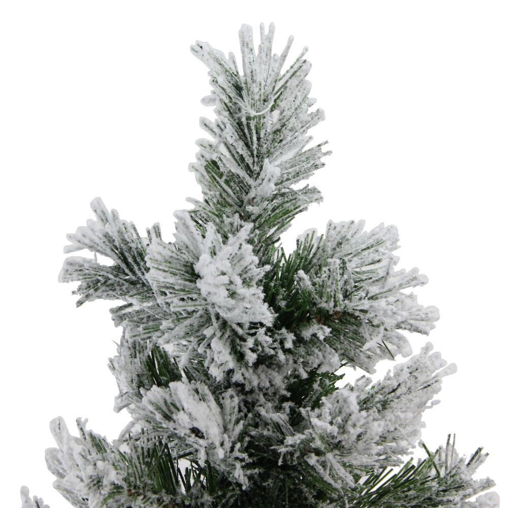 18" Flocked Pine Medium Artificial Christmas Tree in Burlap Base - Unlit. Picture 2