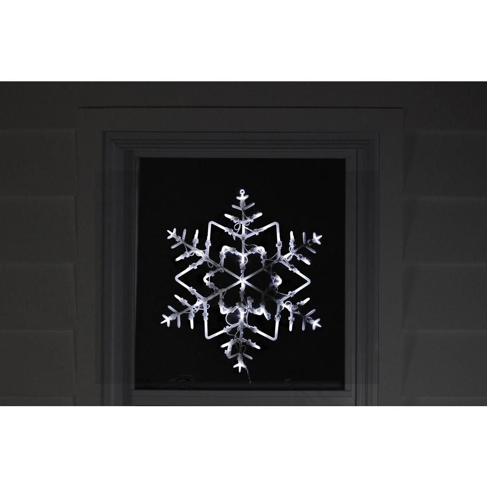 13.5" Lighted Snowflake Christmas Window Silhouette Decoration. Picture 3