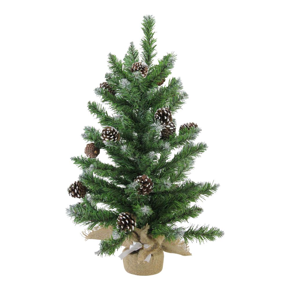 24" Frosted Norway Pine with Pine Cones Medium Artificial Christmas Tree - Unlit. Picture 1