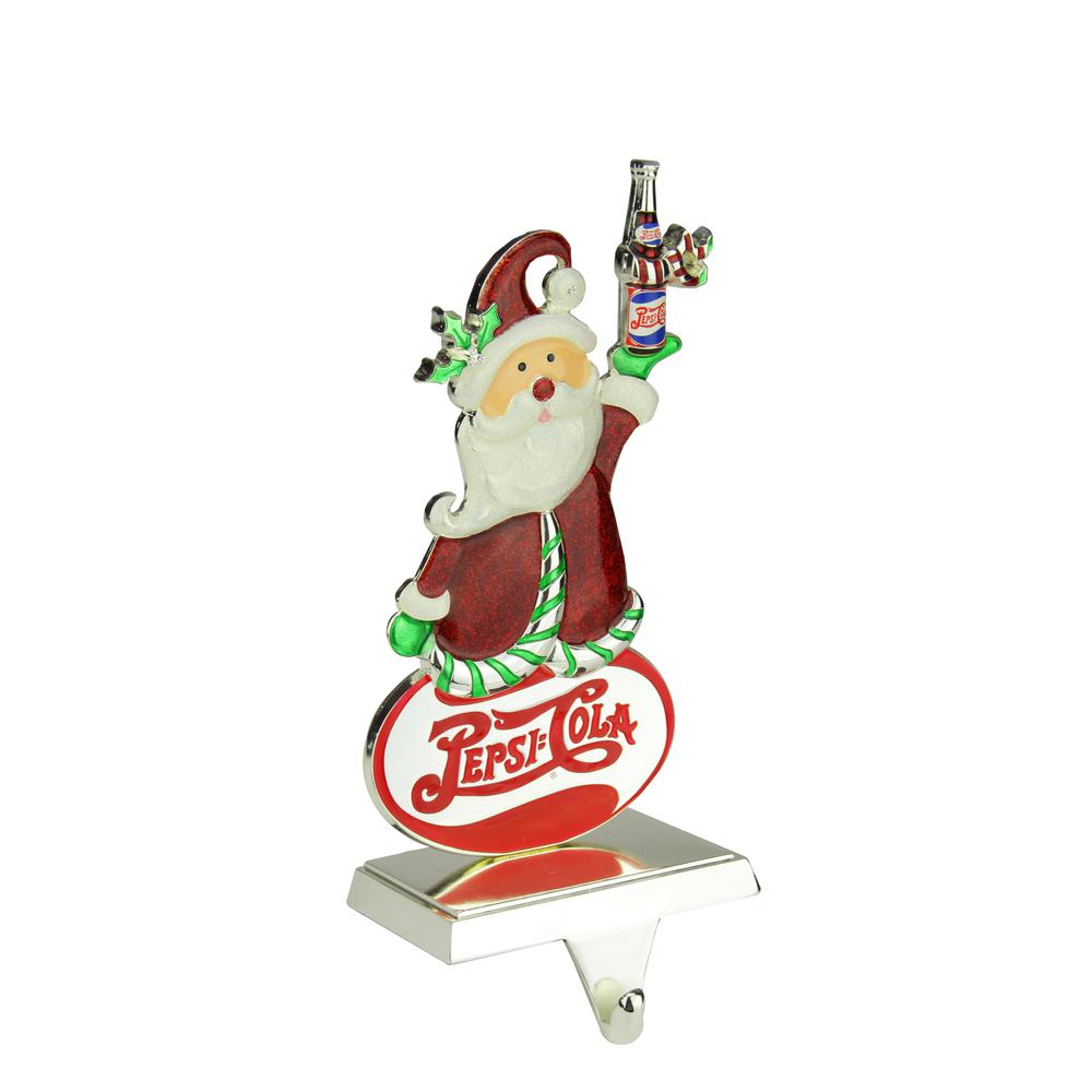 9.75" Silver Plated Pepsi-Cola Santa Claus Christmas Stocking Holder. Picture 1