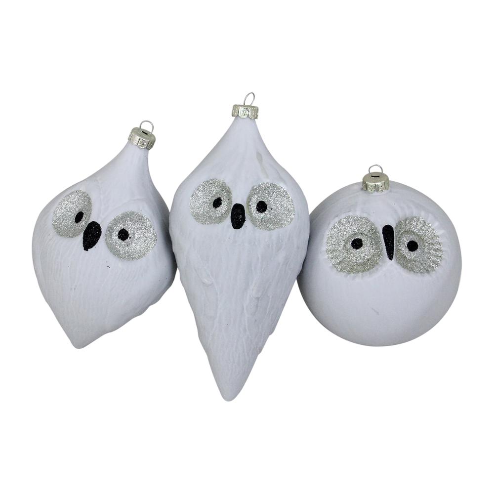 3ct White and Black Glass Teardrop Ball Christmas Ornaments 6.25" (158mm). The main picture.