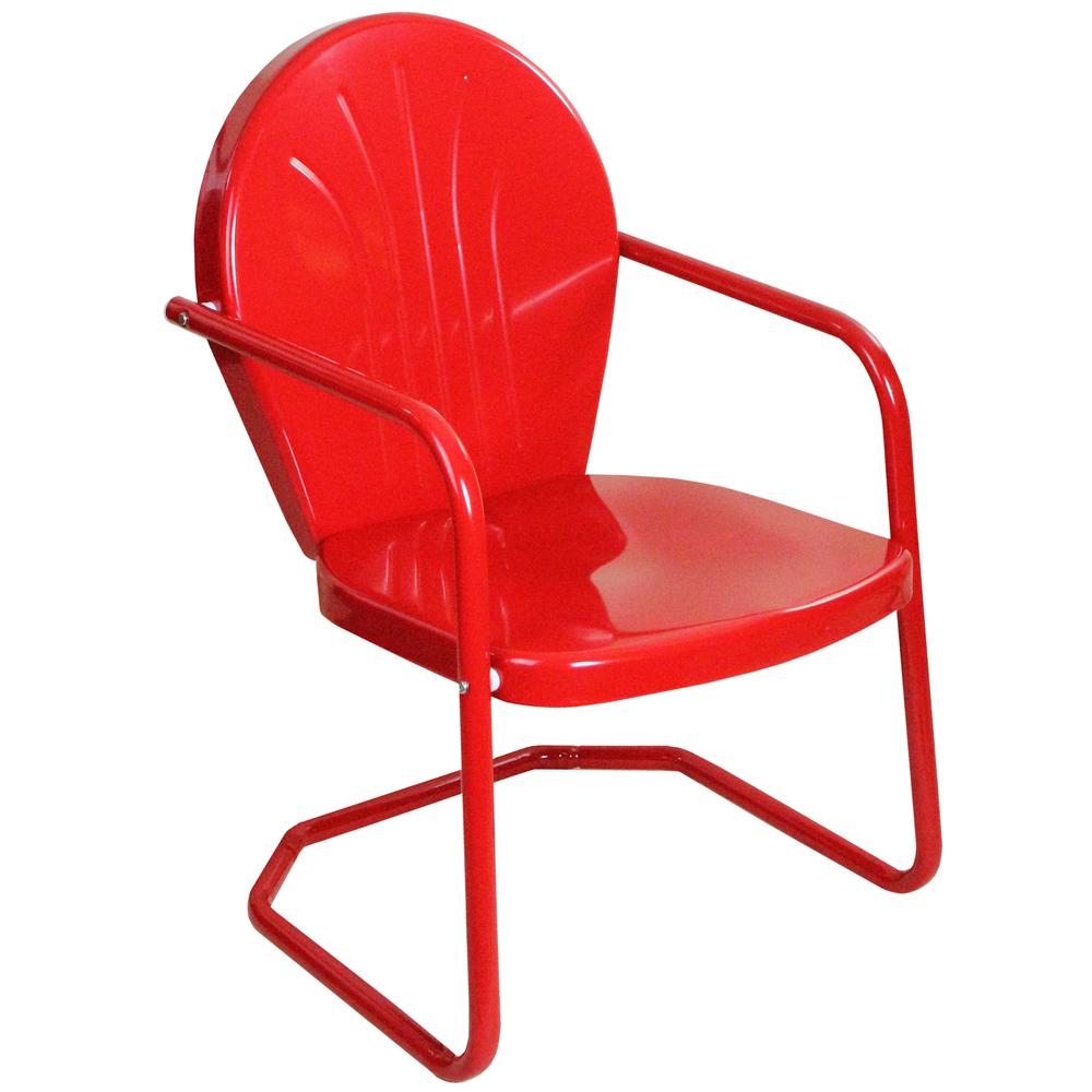 34-Inch Outdoor Retro Tulip Armchair  Red. Picture 1
