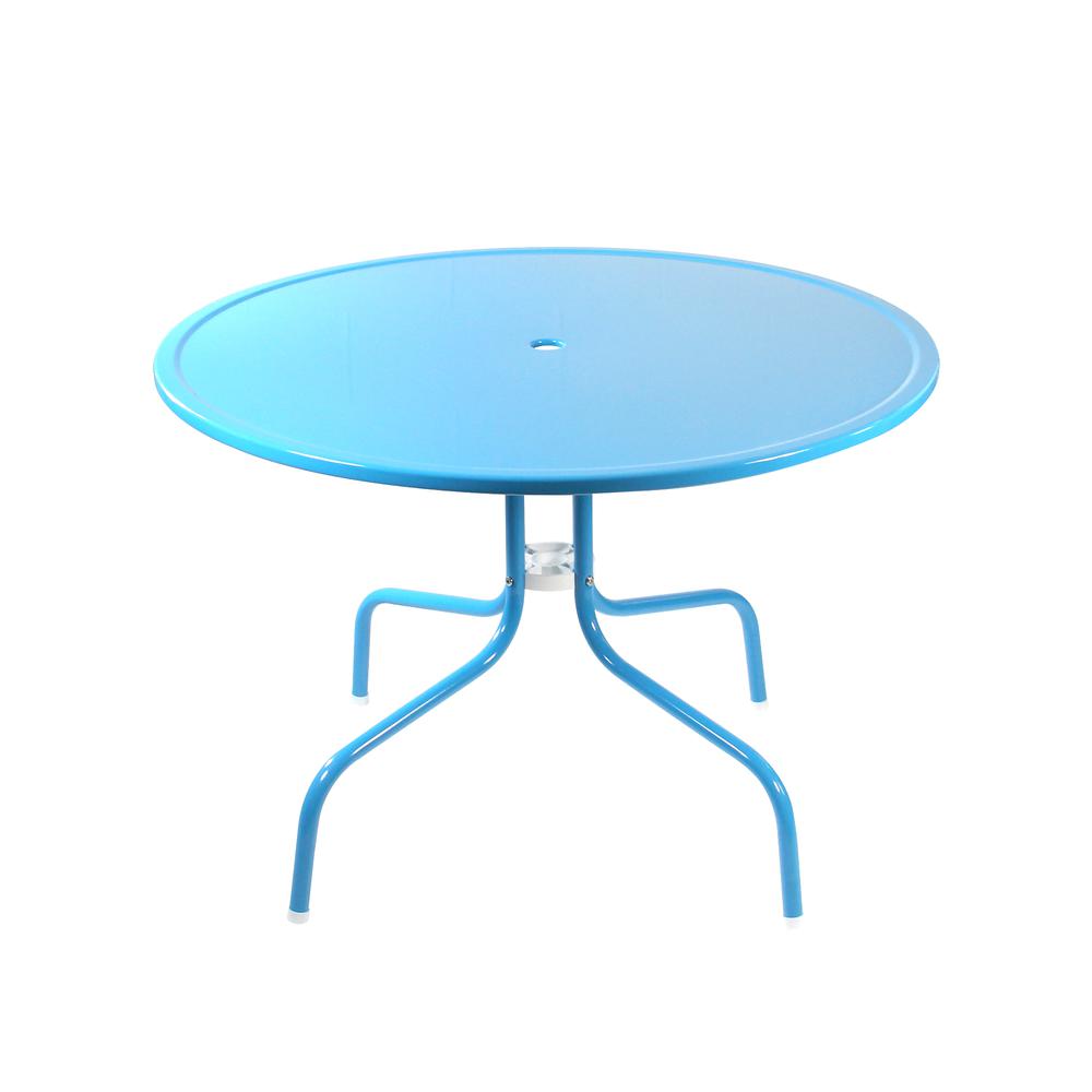 39.25-Inch Outdoor Retro Metal Tulip Dining Table  Sky Blue. Picture 1