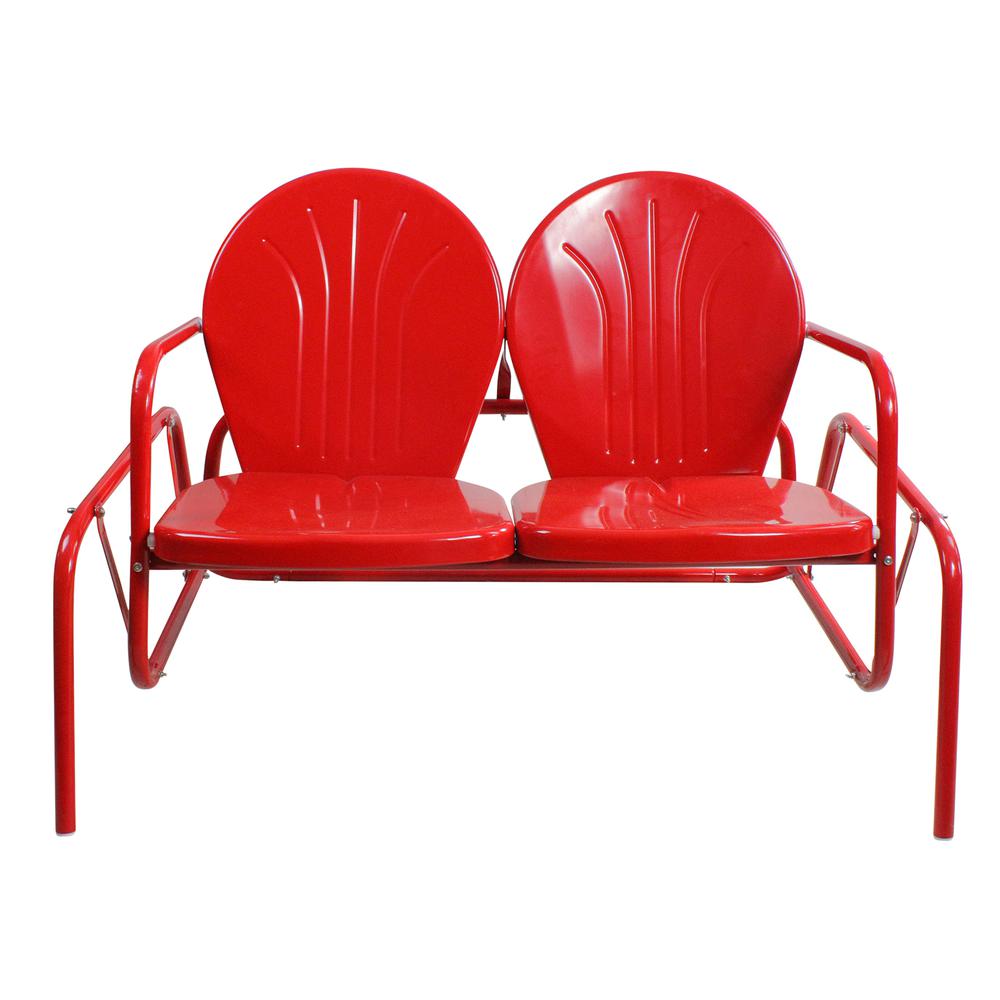 2-Person Outdoor Retro Metal Tulip Double Glider Patio Chair  Red. The main picture.