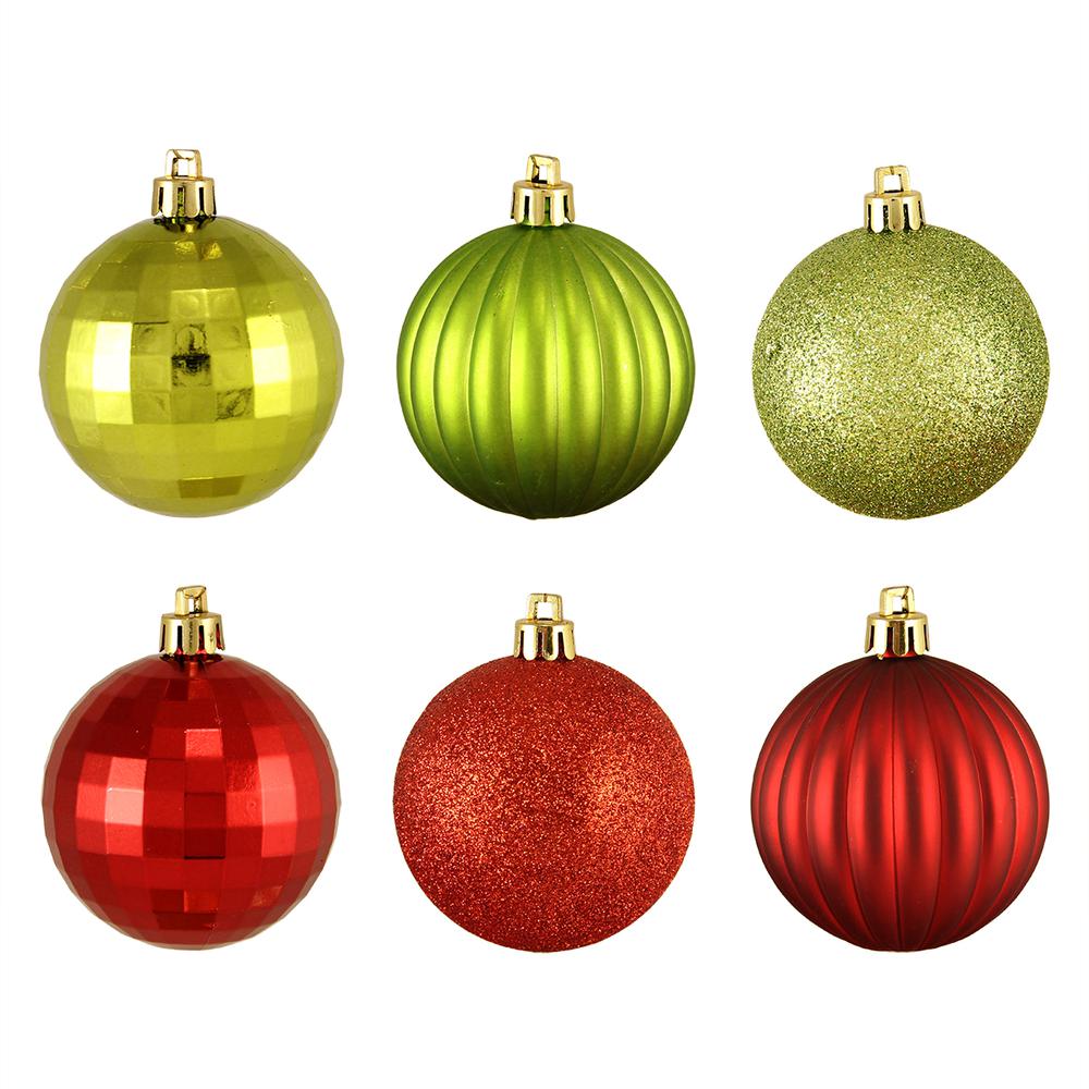 100ct Red and Green Shatterproof 3-Finish Christmas Ball Ornaments 2.5" (60mm). Picture 2