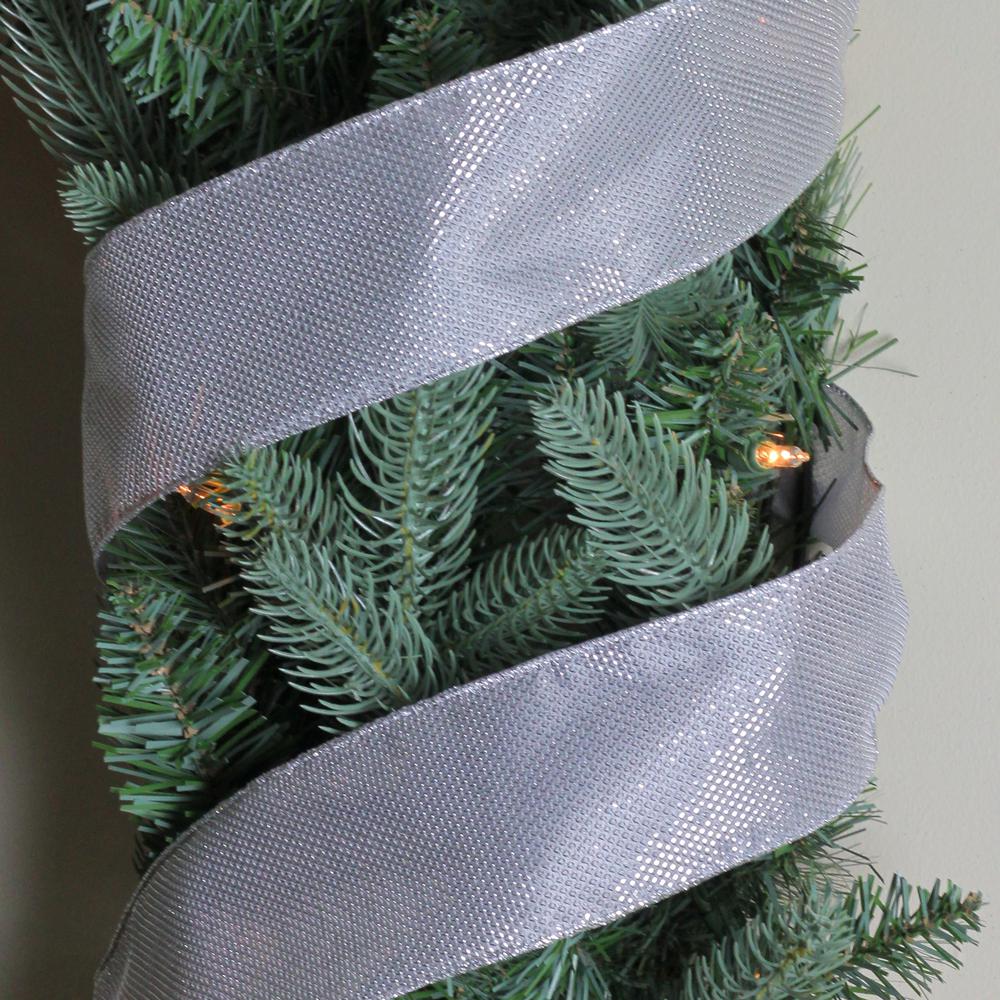 Club Pack of 12 Gray Burlap Wired Christmas Craft Ribbon Spools - 2.5" x 12 Yards. Picture 3