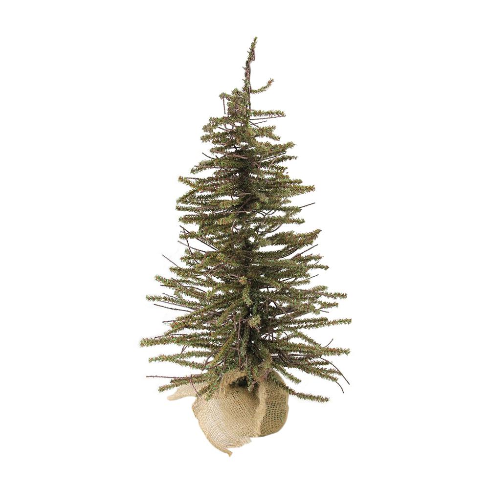 2' Green and Brown Warsaw Twig Artificial Christmas Tree with Burlap Base - Unlit. Picture 1